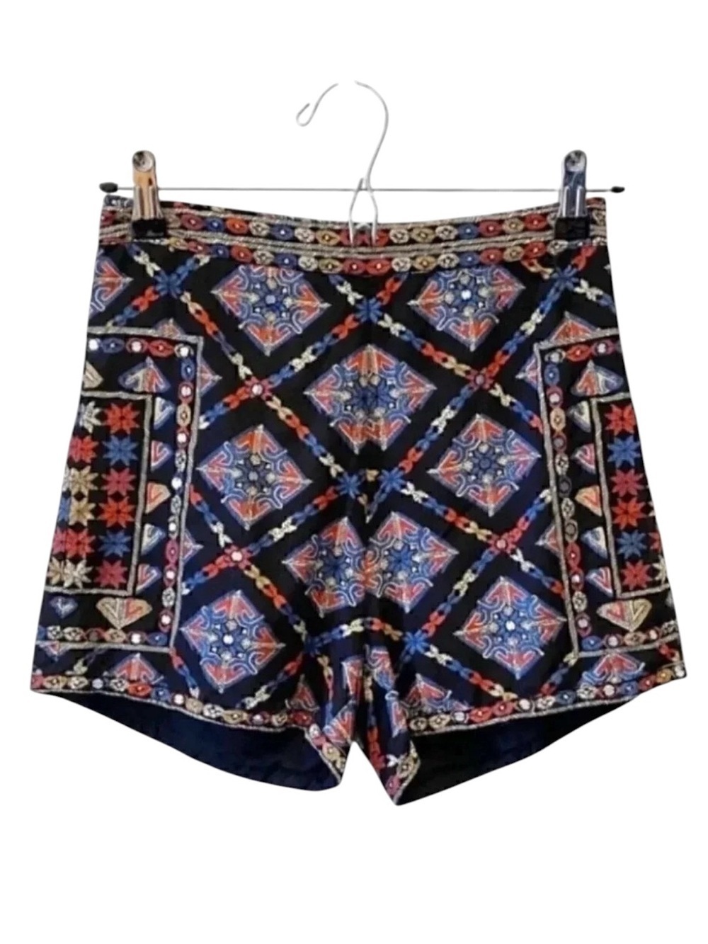 Hollister High Rise Shorts Boho Aztec Tribal Print Black Blue Red Size 00 XXS